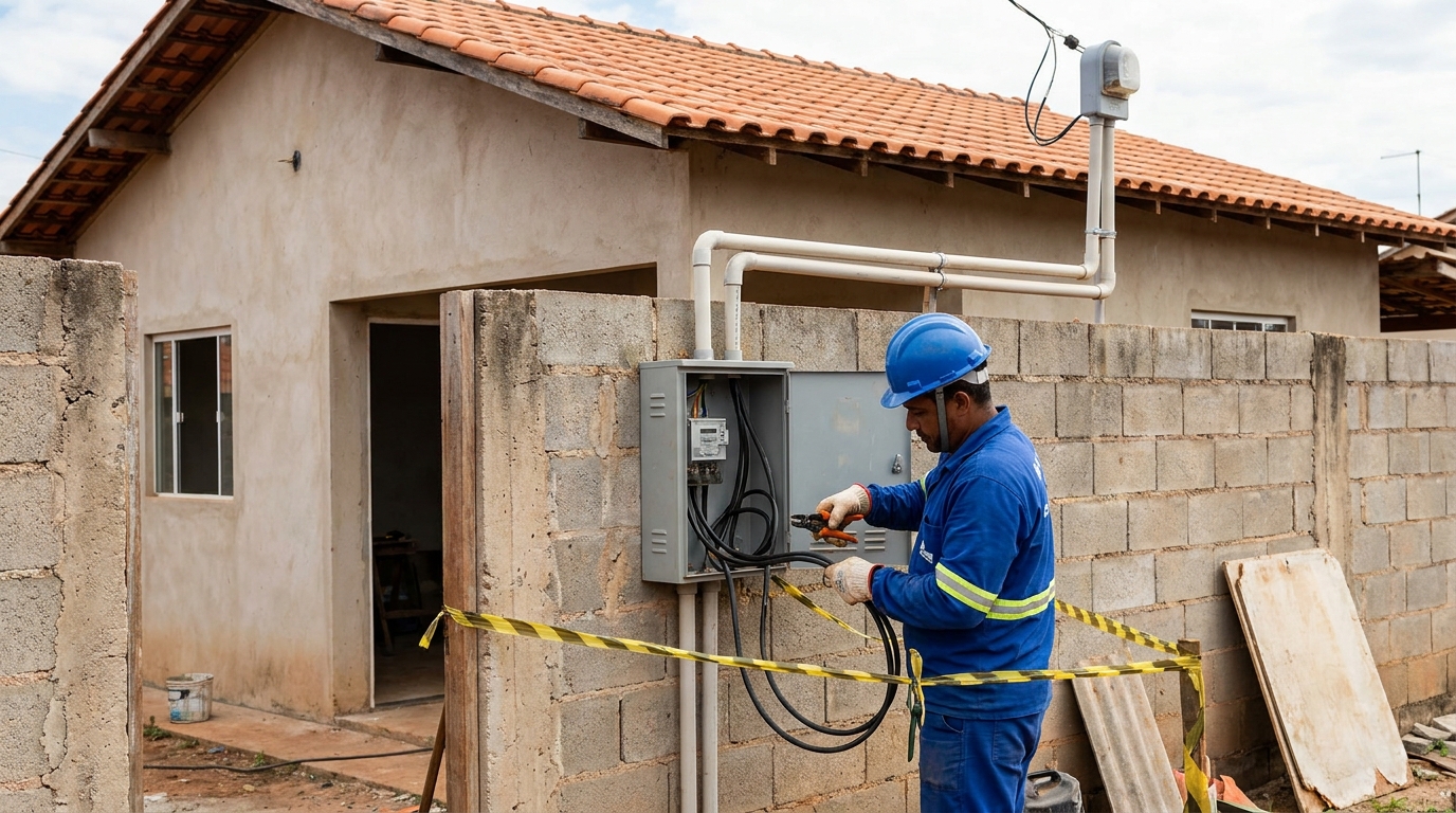 Eletricista instalando padrao de energia em Itajaí‑SC
