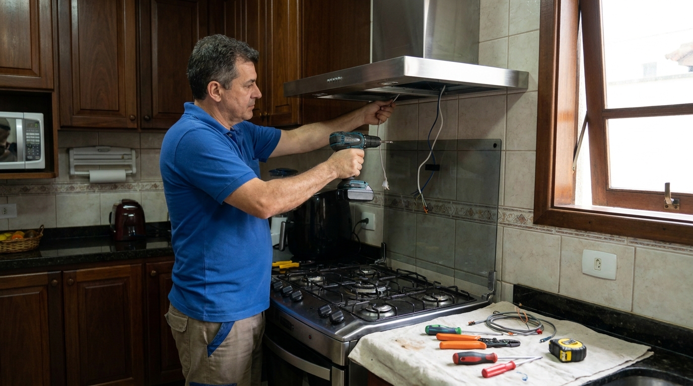 Instalacao de coifa e exaustor residencial em Itajaí‑SC
